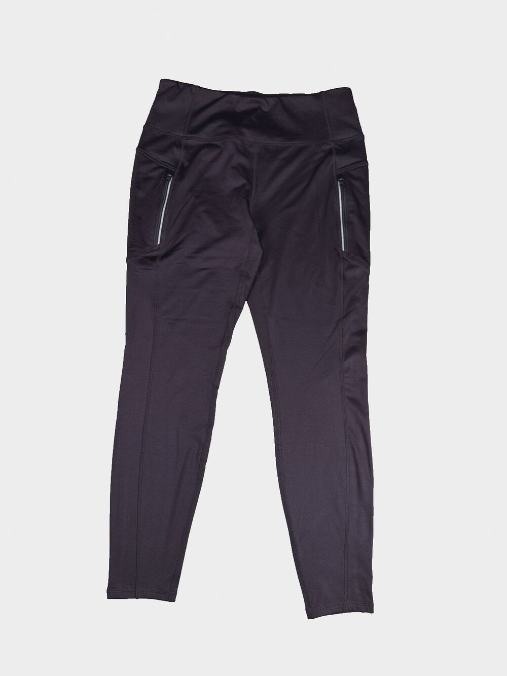 HIND Women’s XL Running Leggings Plum Purple Zipper Pockets Reflective Athletic